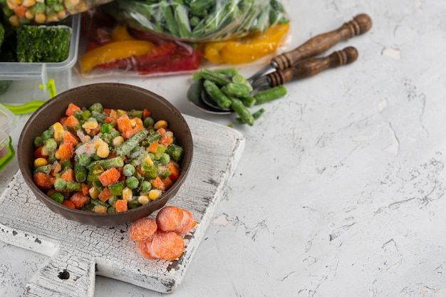 Arrangement of frozen food on the table