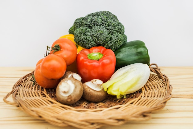 Arrangement of healthy vegetables on plate