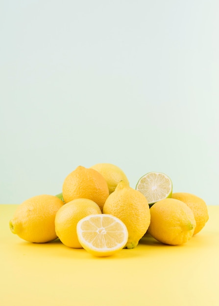 Arrangement of organic lemons on the table