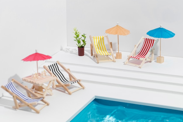 Free Photo arrangement of small pool items