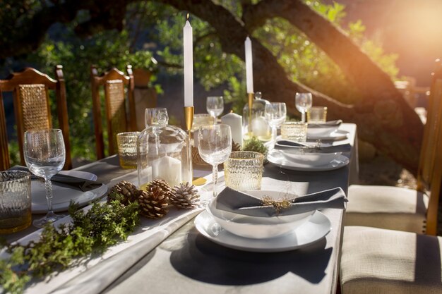 Arrangement of table and seats for a new year's eve party