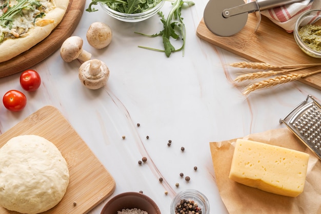 Arrangement of tasty pizza dough