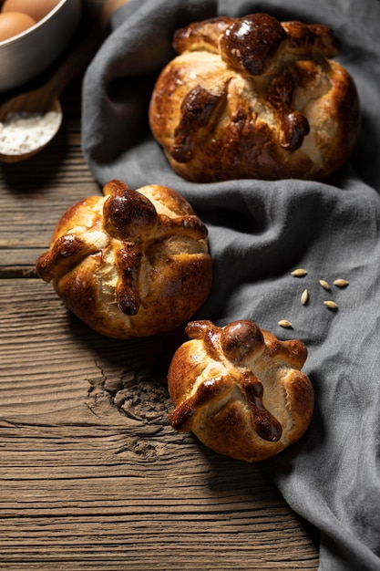 Free Photo arrangement of traditional bread of dead