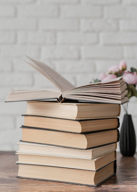 Free Photo arrangement with books stack indoors