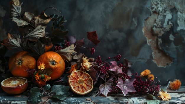 Free photo arrangement with decorative dried fruits and vegetables