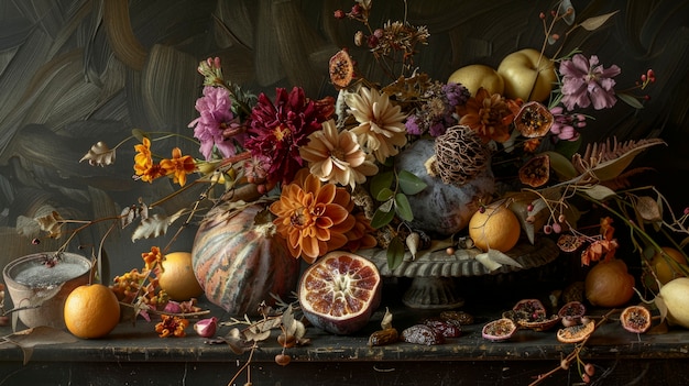 Free photo arrangement with decorative dried fruits and vegetables