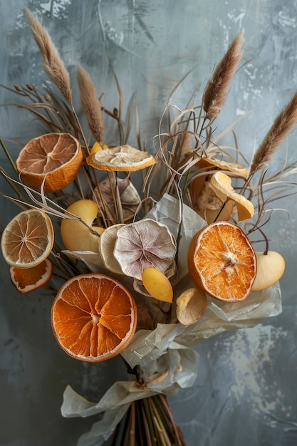 Free photo arrangement with decorative dried fruits and vegetables