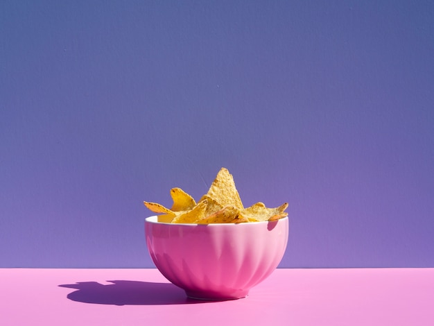 Free Photo arrangement with tortilla in a pink bowl