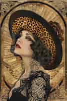 Free photo art nouveau portrait of beautiful woman