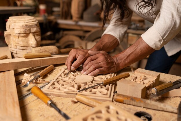 Artisan doing woodcutting