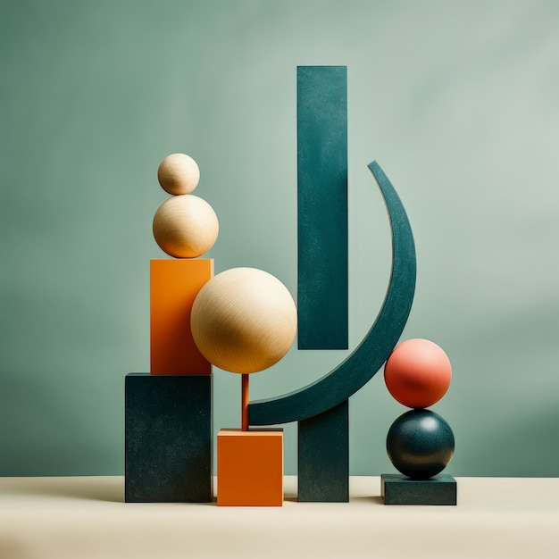 Artistic creation made from 3d geometric shapes