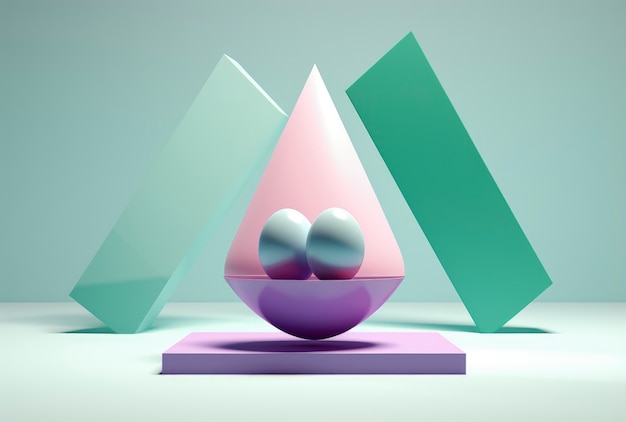 Artistic creation made from 3d geometric shapes