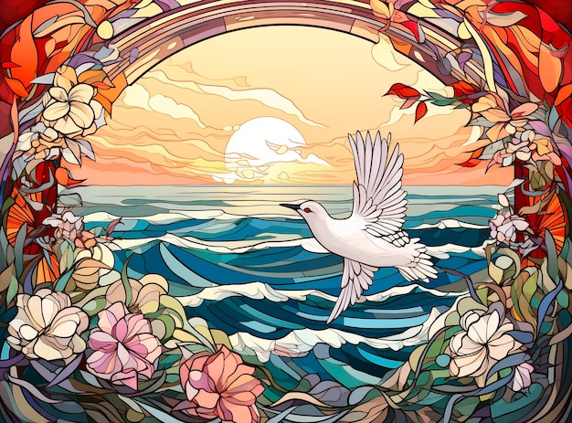 Free photo artistic scene inspired by the art nouveau style with colorful depictions