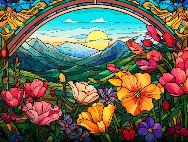 Free photo artistic scene inspired by the art nouveau style with colorful depictions