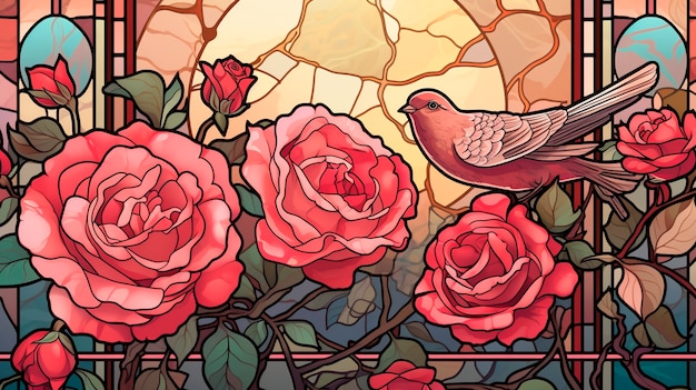 Free photo artistic scene inspired by the art nouveau style with colorful depictions