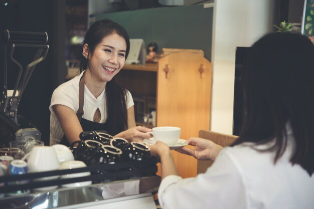 Asia woman barista 