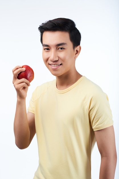 Asian Man with Red Apple