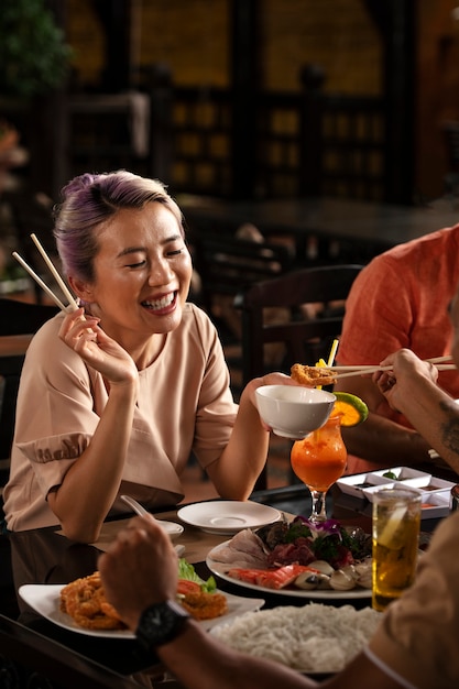 Free Photo asian people having dinner party