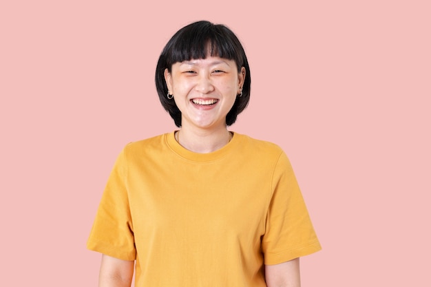 Asian woman smiling cheerful expression closeup portrait