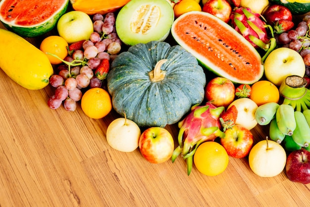 Assorted and mixed fruits