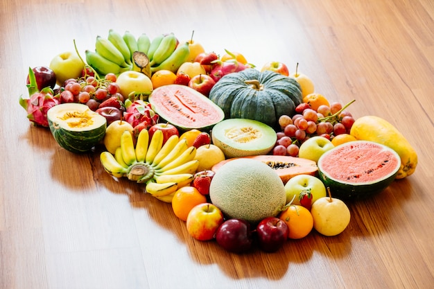 Assorted and mixed fruits