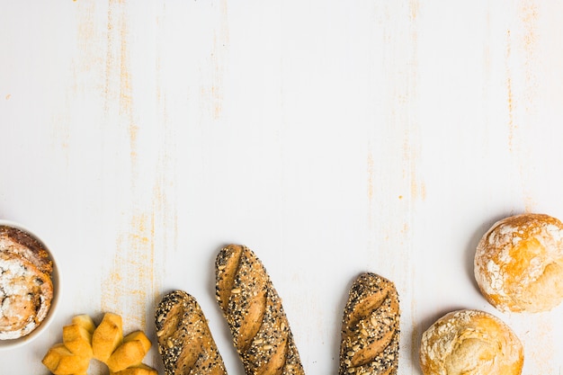 Assorted pastry on white tabletop