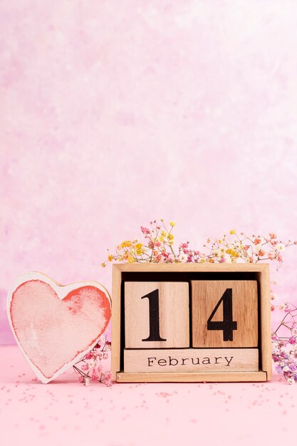 Assortment for 14th february with pink background