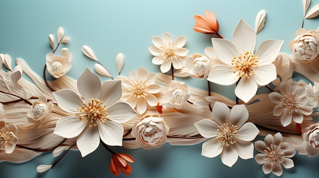 Assortment of abstract 3d flowers