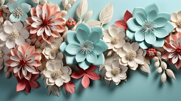 Assortment of abstract 3d flowers