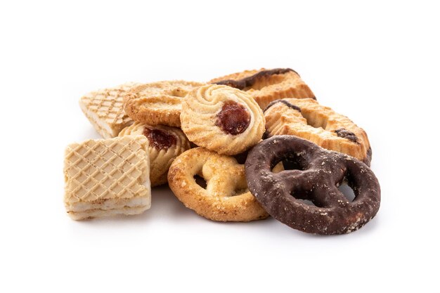 Assortment of bakery pastries isolated on white background