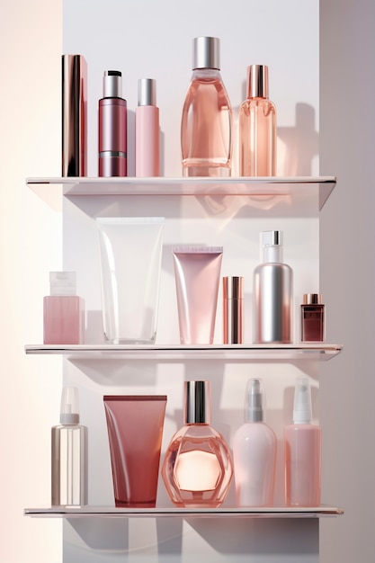 Free photo assortment of beauty products arranged on shelf