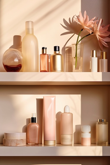 Free photo assortment of beauty products displayed on shelf