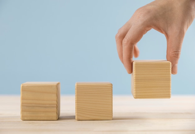 Assortment of blank wooden cubes