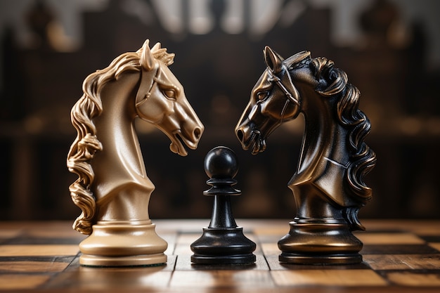 Free Photo assortment of chess pieces with dramatic scenery