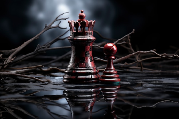 Free Photo assortment of chess pieces with dramatic scenery