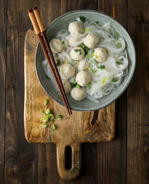 Assortment of delicious bakso bowl