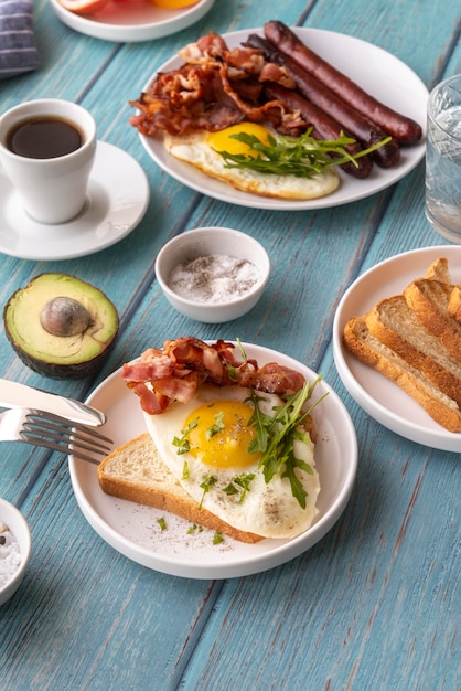 Assortment of delicious breakfast meal