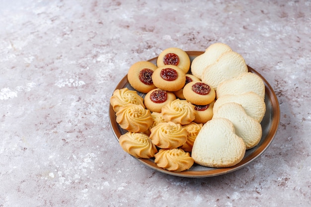 Assortment of delicious fresh cookies.