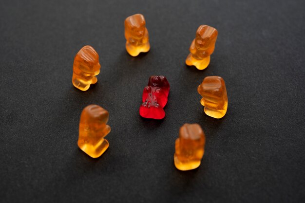 Assortment of delicious gummy bears