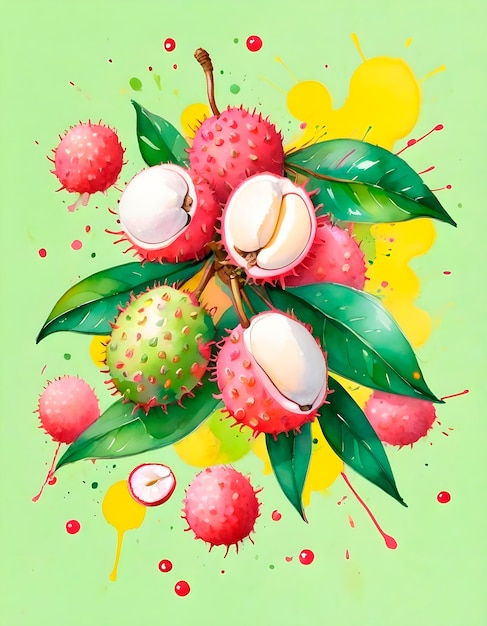 Free Photo assortment of delicious watercolor fruits