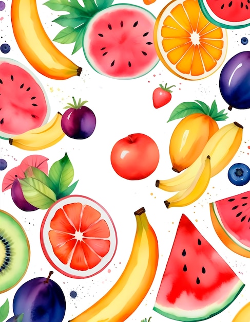 Free photo assortment of delicious watercolor fruits