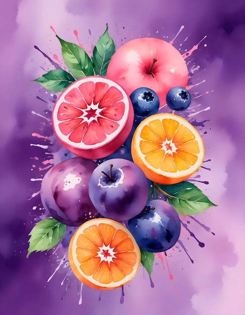 Free Photo assortment of delicious watercolor fruits