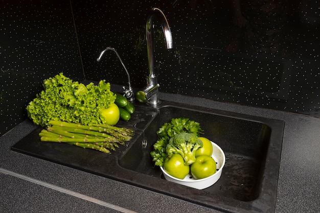 Free Photo assortment of healthy food being washed