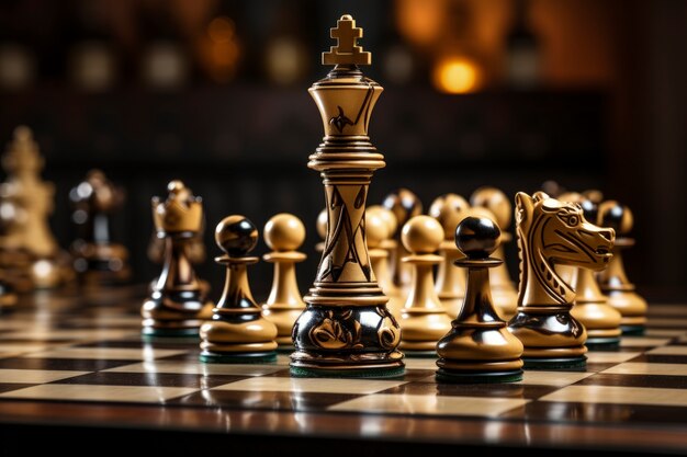 Assortment of luxurious chess pieces