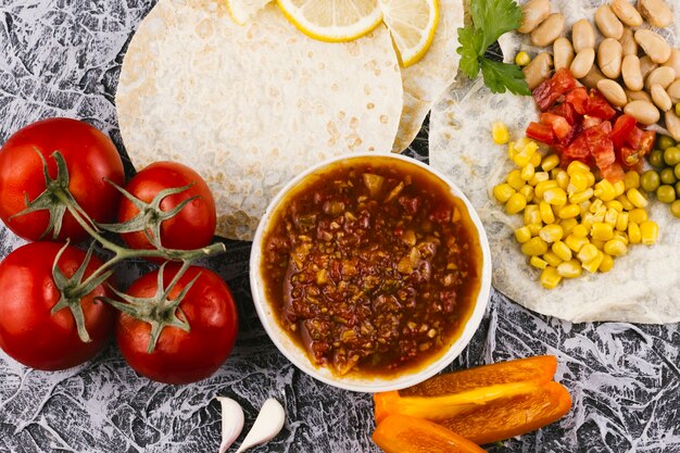 Assortment of mexican healthy food