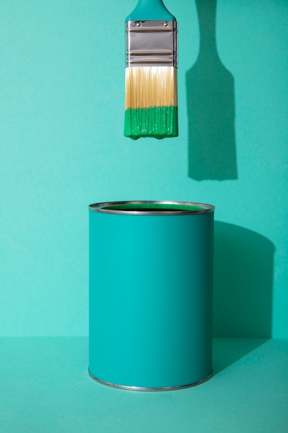 Free photo assortment of painting items with green paint