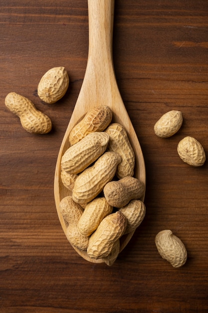 Assortment of peanuts with shells