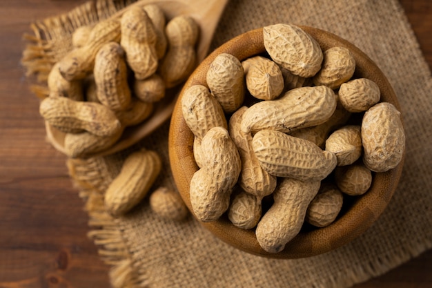 Assortment of peanuts with shells