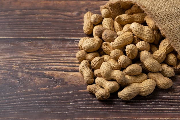 Assortment of peanuts with shells