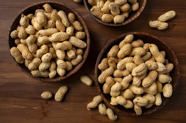 Assortment of peanuts with shells